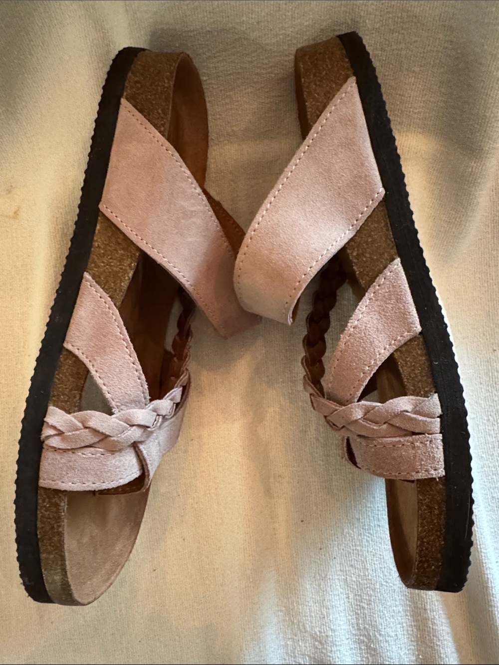 White Mountain Footbeds Hazy Braided Strappy Sandals in Mauve - Sz8 - Like New - Picture 6 of 10